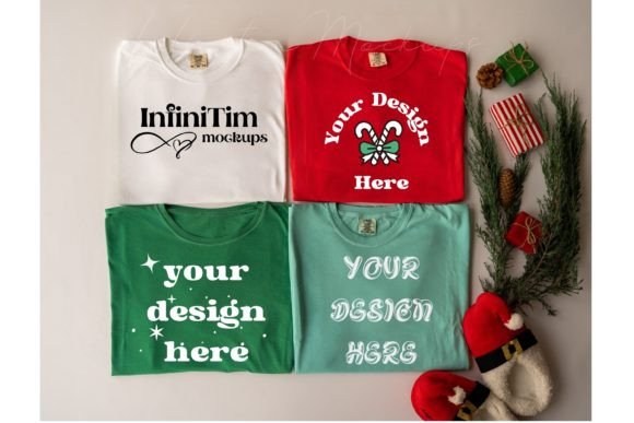 Download Group Tshirt Mockups Christmas Flat Lay - Mockups Collection