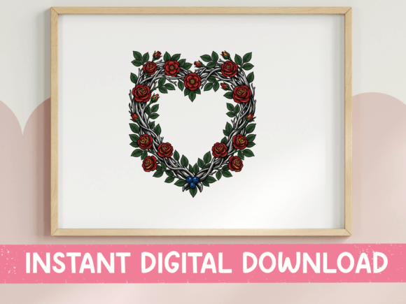 Download Red Rose Heart Wreath Gothic Art - Premium Resources