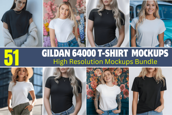 Download Gildan 64000 T-shirt Mockups Bundle - Mockups Collection