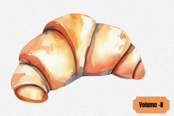 Download Watercolor Croissant Clipart, PNG Vol-8 - Croissant clipart Collection