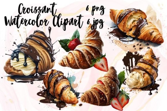 Download Watercolor Croissant Clipart Sublimation - Premium Resources