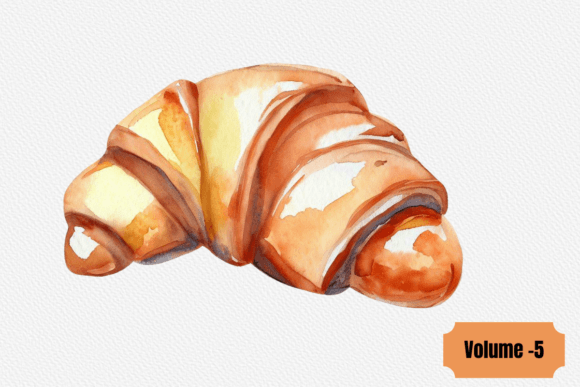 Download Watercolor Croissant Clipart Sublimation - Croissant clipart Collection